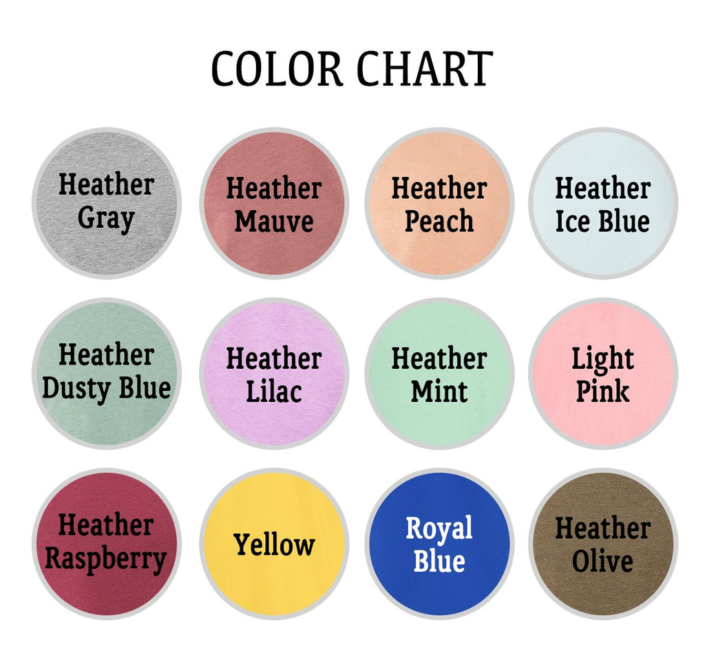 T Shirt Color Chart