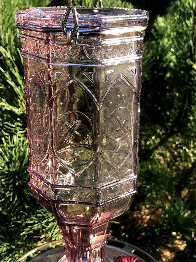 Hummingbird Feeder Pretty in PINK Antique-Inspired - Garden Outside The Box