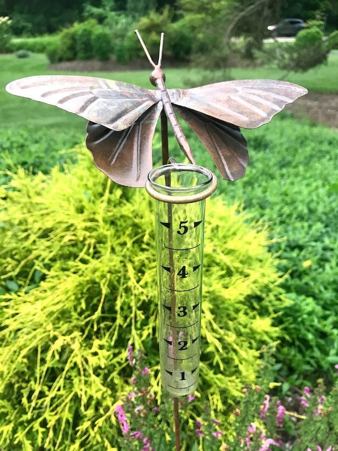 Copper Metal Butterfly Rain Gauge