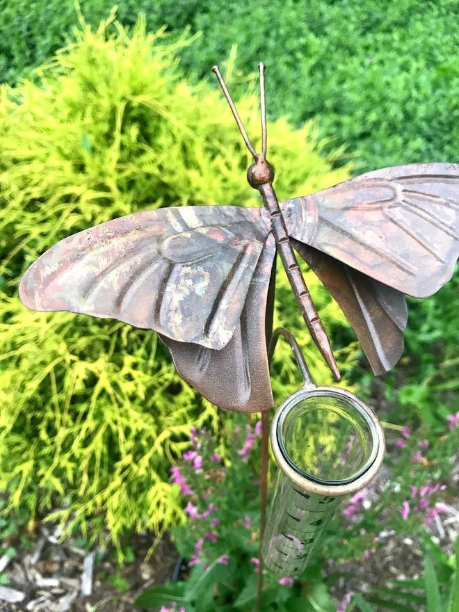 Copper Metal Butterfly Rain Gauge
