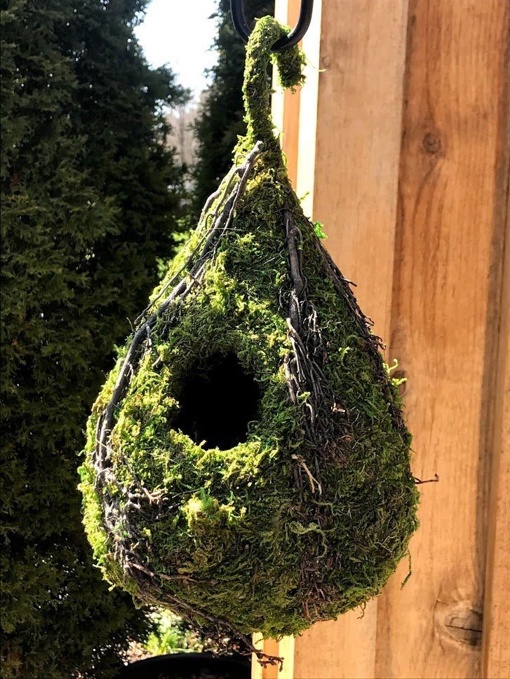 RAINDROP - Natural MOSS & Stick Birdhouse - Garden Outside The Box
