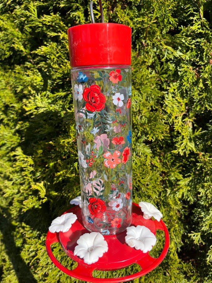 Hummingbird Feeder Vintage Floral