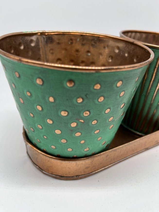 Copper and Teal Trio Windowsill Herb Planter