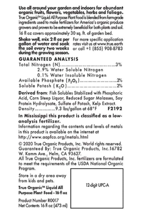 true organic liquid fertilizer All Purpose Liquid Fertilizer - ORGANIC