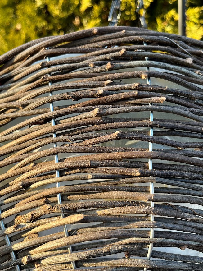 12" Wicker Wood Hanging Basket
