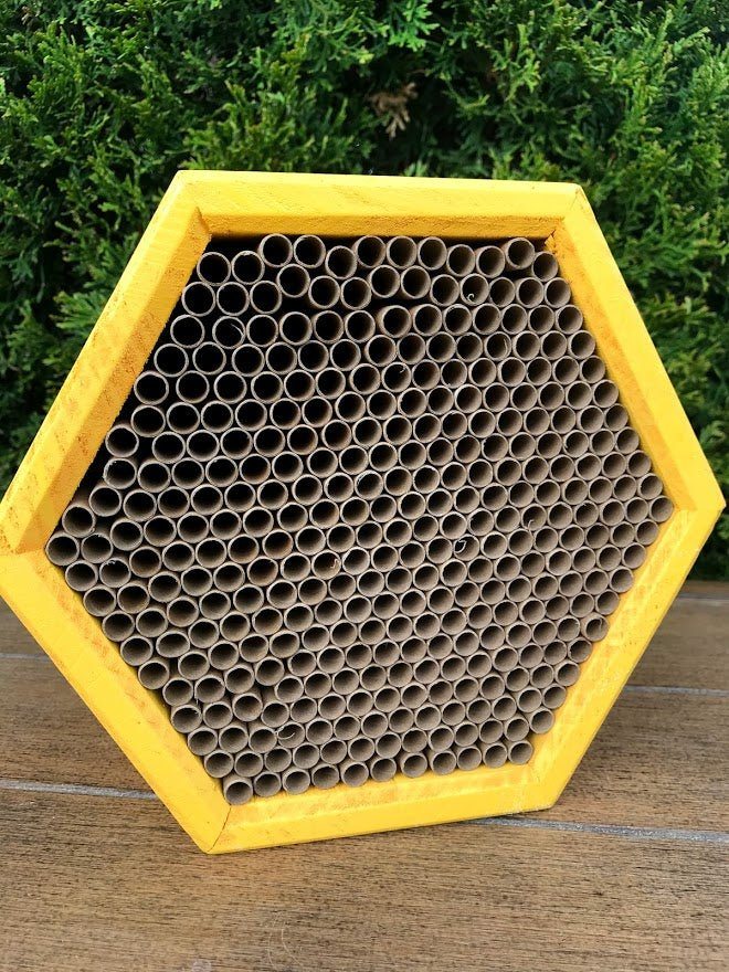 Yellow Hive Pollinator House - ECO Paper Tubes - Garden Outside The Box