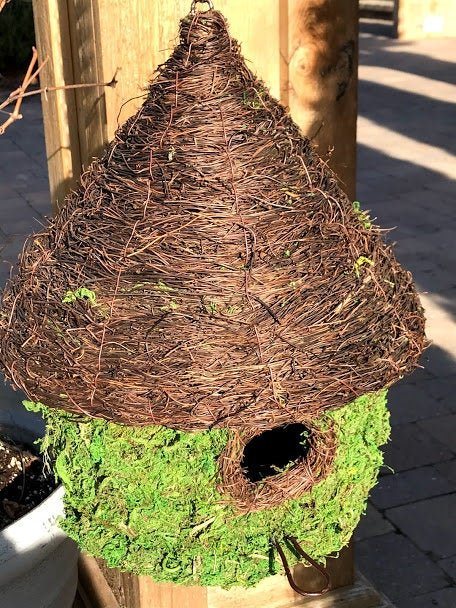 YURT - Natural MOSS & Stick Birdhouse - Garden Outside The Box
