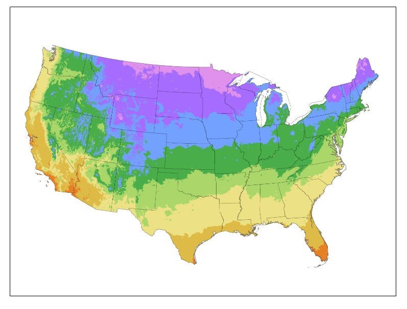 Hardiness Growing Zones by State Map
