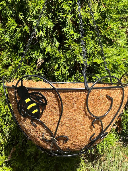 abari caged hanging planter 14" Coco Hanging Basket - BEE Lover