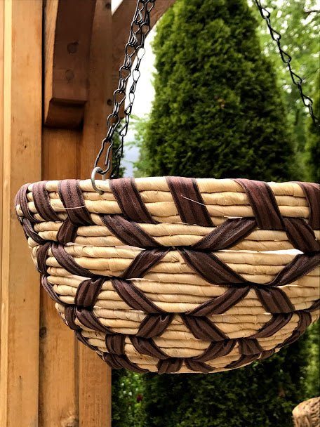 14" MATTIS Two Color Hanging Woven Basket - Garden Outside The Box
