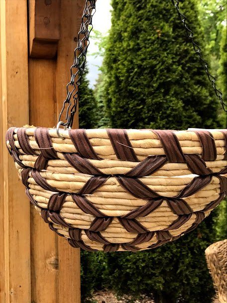 hanging woven plant basket 14