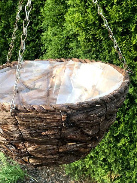 14" WILSON Hanging Woven Basket - Garden Outside The Box