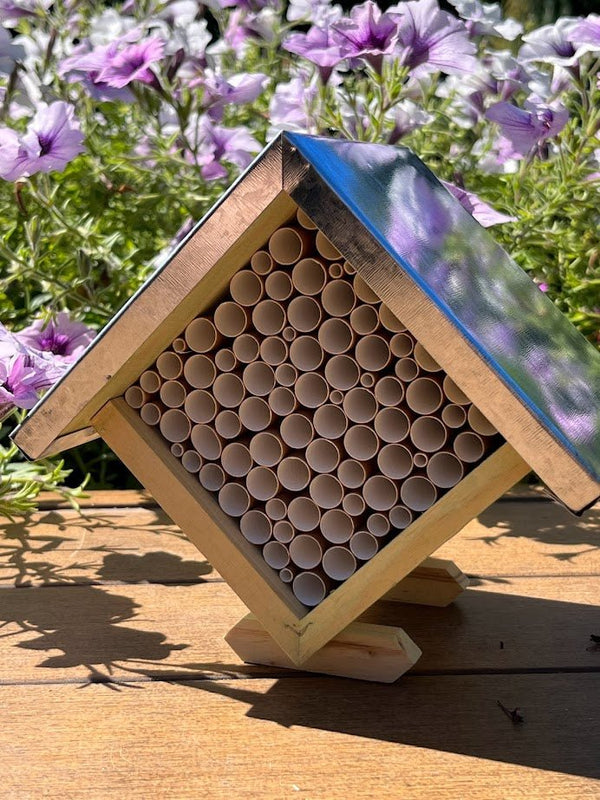 bee house planter Small Pollinator House - Platform Stand - Paper Tubes