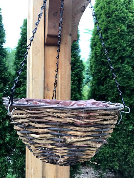 Rustic Wicker Wood Hanging Basket