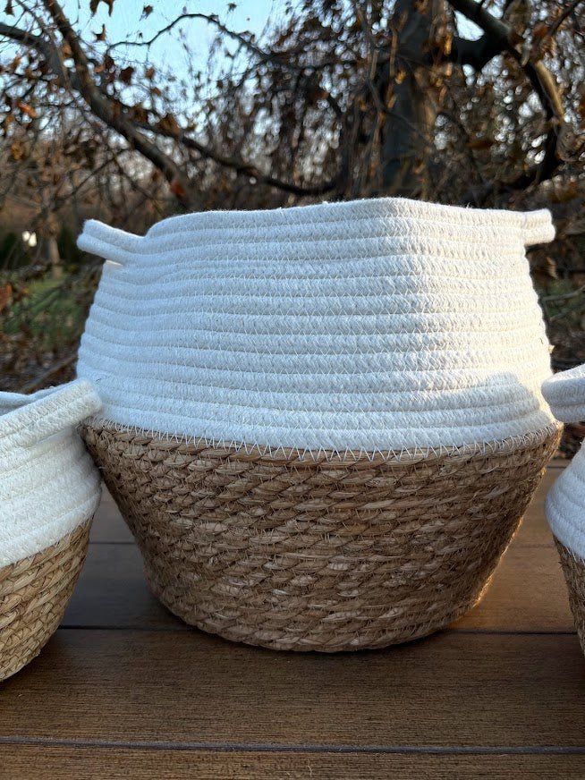 woven planter box SSI 10 in. Cable BasketOatmeal
