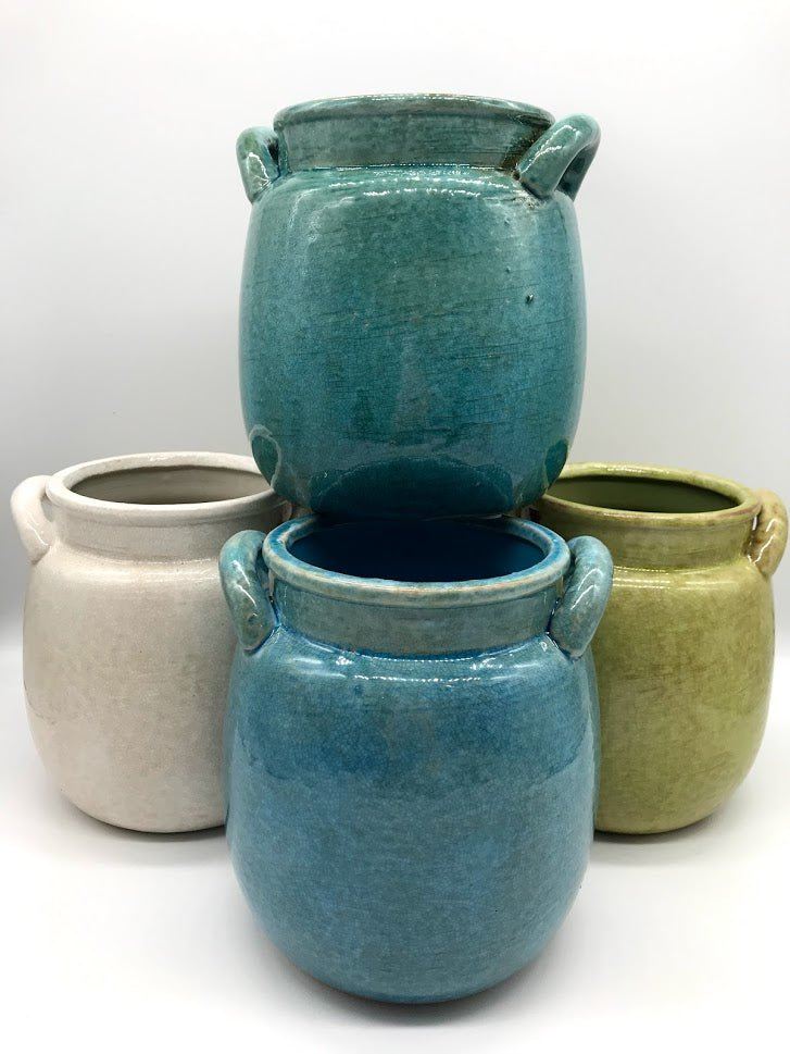 Ceramic Jar Crock Planter - Medium WATER - Garden Outside The Box