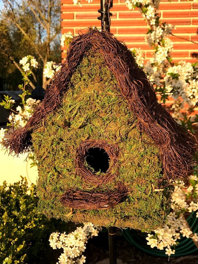 COTTAGE - Natural MOSS & Stick Birdhouse - Garden Outside The Box
