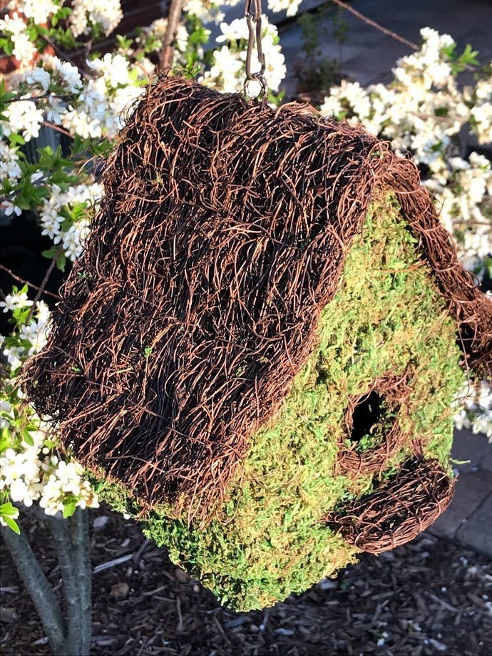 COTTAGE - Natural MOSS & Stick Birdhouse - Garden Outside The Box