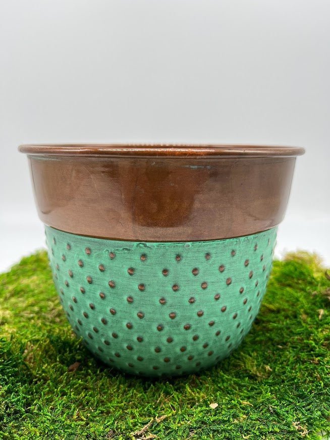 hobnail planter pot Robert Allen MPT01569 Bella Classic Planter, 6", Dots/Copper