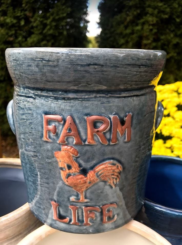 Farm Life Crock Planter - MEDIUM Blues - Garden Outside The Box