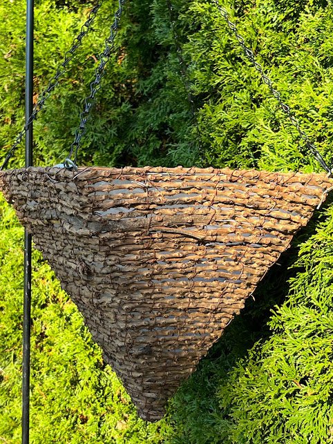 deep hanging planter 14" Deep Woven Bud Branch Hanging Basket