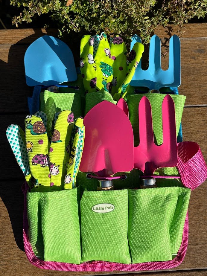 garden tool basket gift set Little Pals Pink Tool Pouch Kit