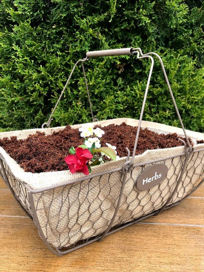 Herb Wire & Burlap Basket Planter - Garden Outside The Box