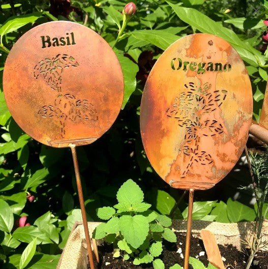 Metal Herb Labels - Basil - Oregano - Dill - Parsley
