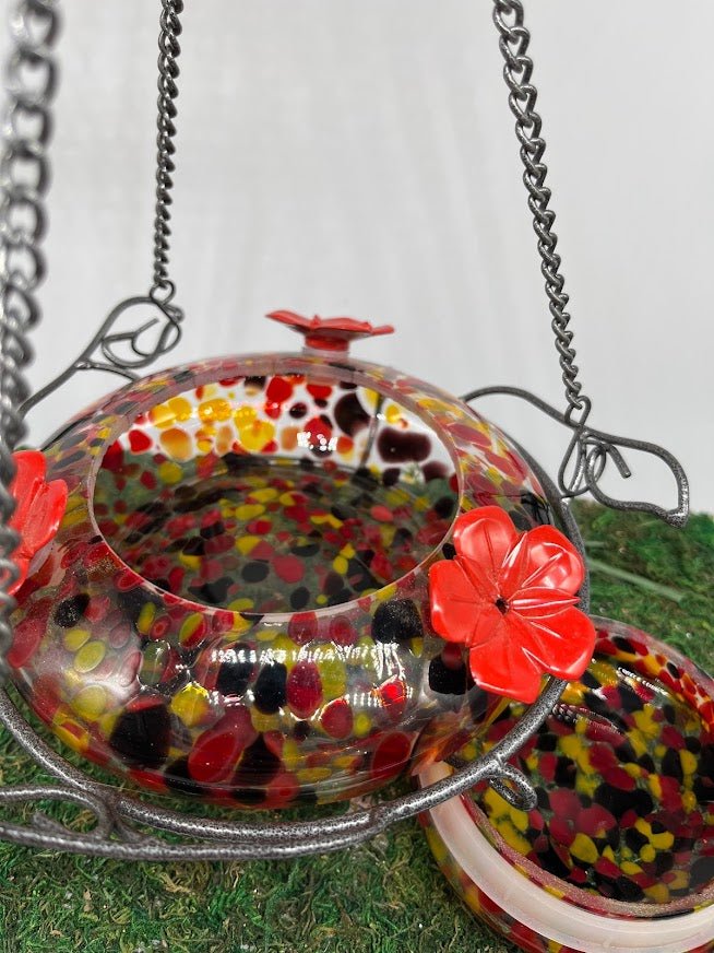 Shallow Low Profile Glass Hummingbird feeder