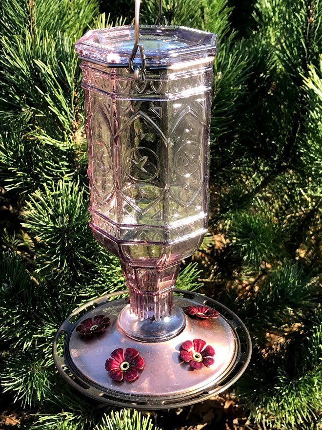 Hummingbird Feeder Pretty in PINK Antique-Inspired - Garden Outside The Box