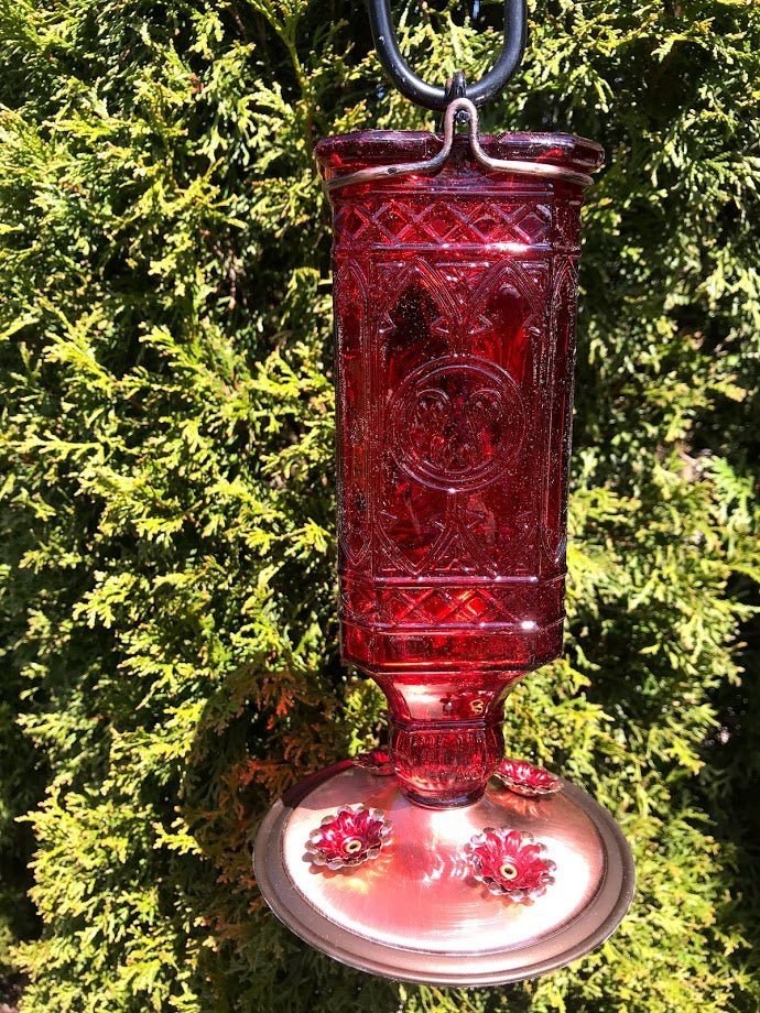 Hummingbird Feeder Red Glass SQUARE - Garden Outside The Box