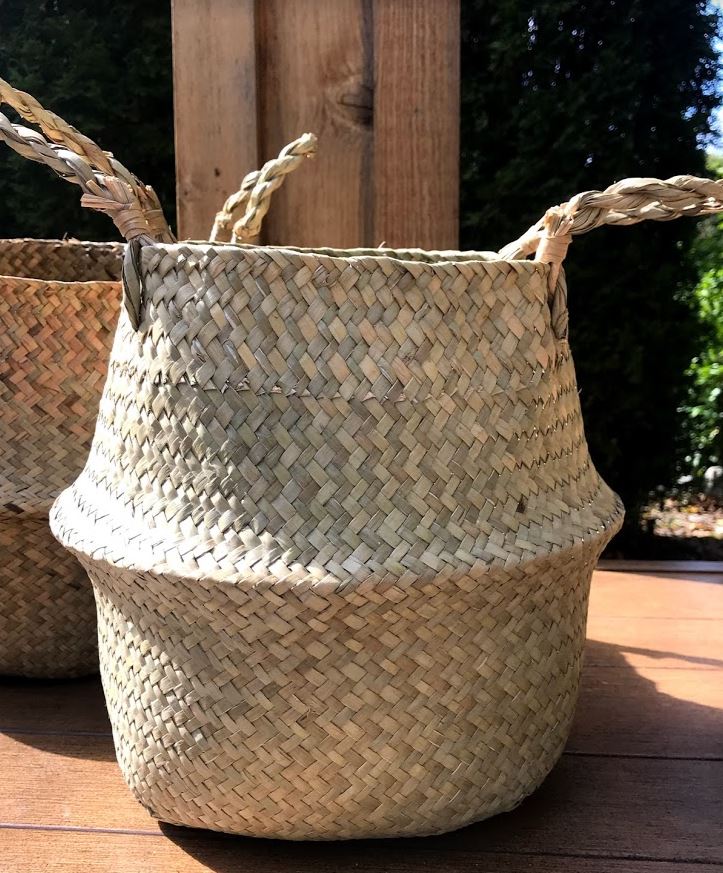 Natural Bamboo Woven Harvest Planter Basket - Garden Outside The Box