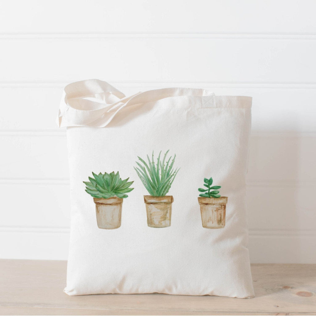 Organic Tote Bag - 3 Succulents - Garden Outside The Box