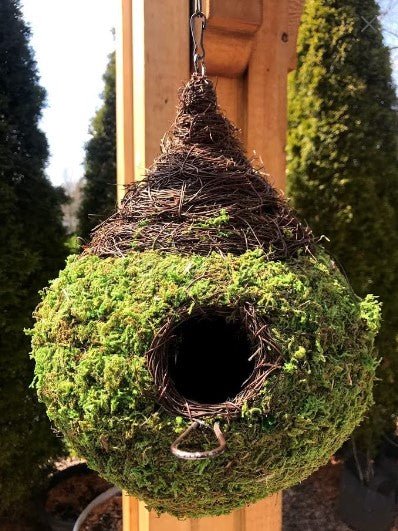 Teardrop Natural Moss and Stick Birdhouse