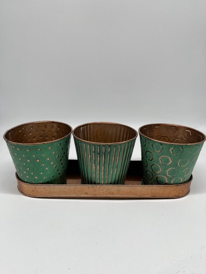 Copper and Teal Trio Windowsill Herb Planter