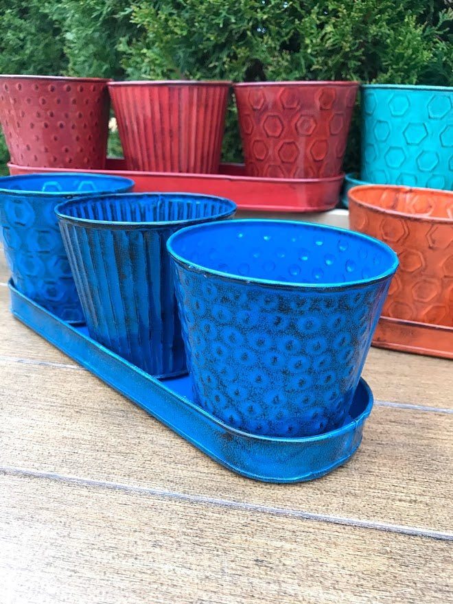 fun planter pots Robert Allen Concord 4 Piece Planter Set