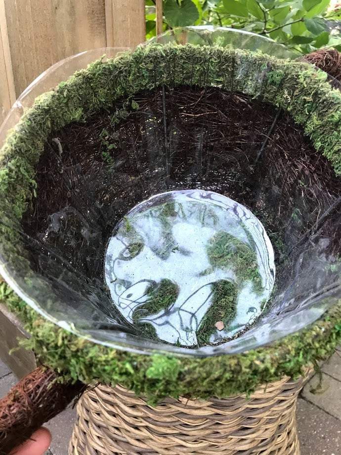 hanging watering can planter Watering Can PLANTER - Natural MOSS & Wicker