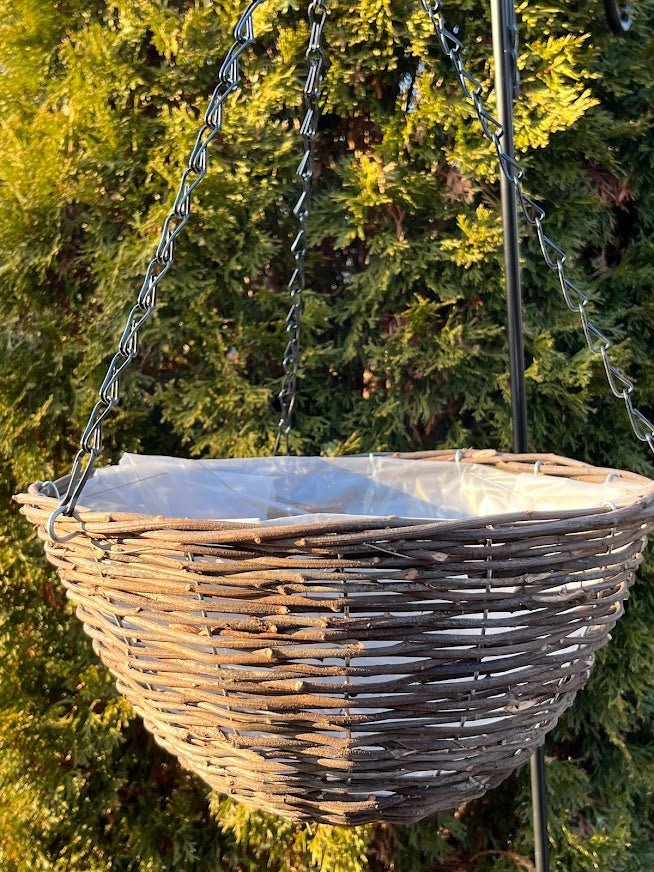 hanging woven plant basket 14" WICKER WOOD Hanging Woven Basket