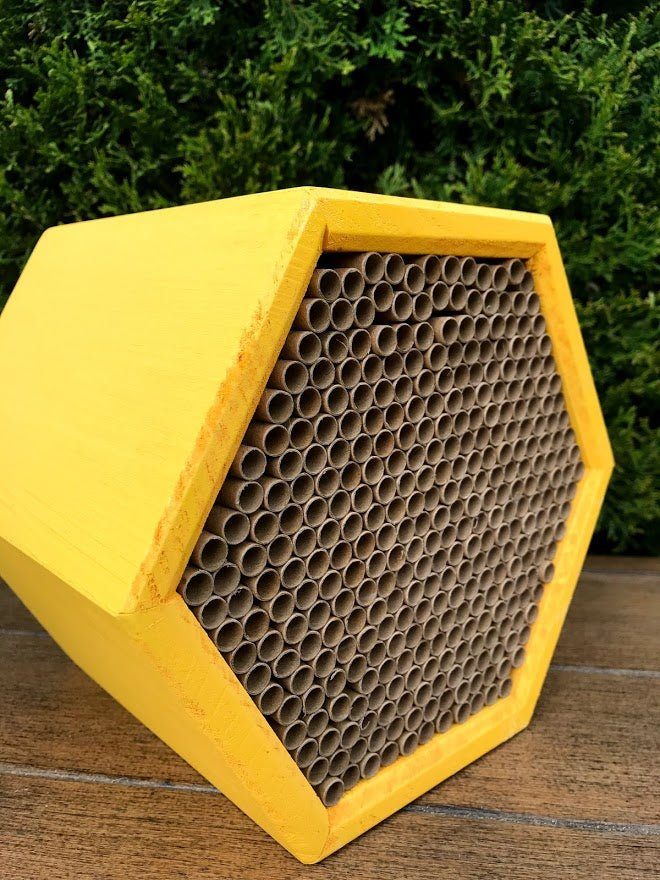 Yellow Hive Pollinator House - ECO Paper Tubes - Garden Outside The Box