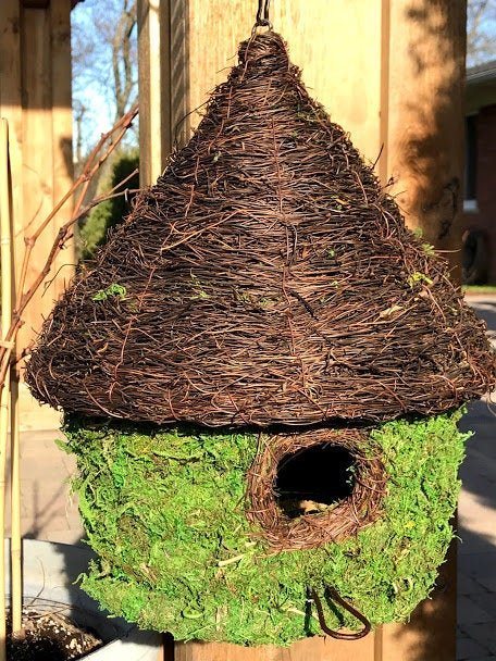 YURT - Natural MOSS & Stick Birdhouse - Garden Outside The Box